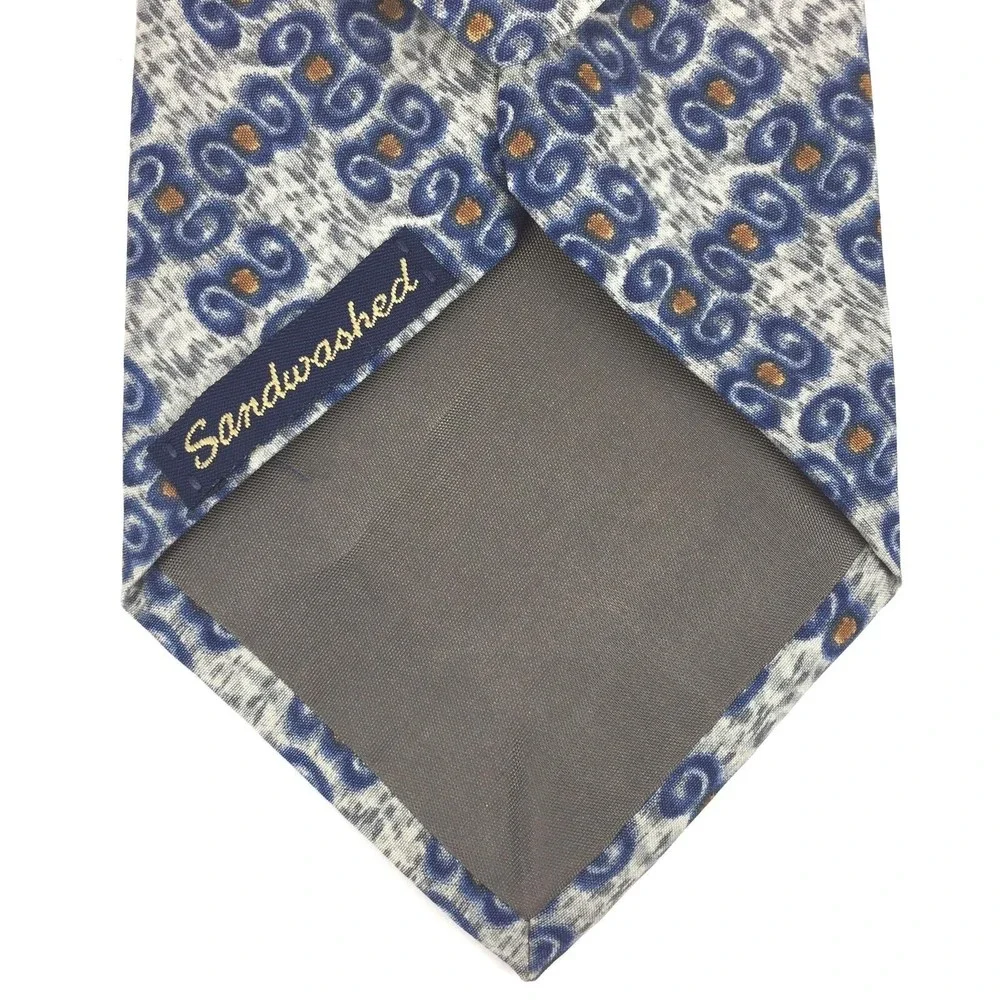 Robert Stock SANDWASHED Necktie SOFT Gray Blue 100% Silk Men's Tie Made in USA